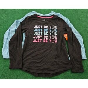 Wonder Nation Girls 2 Pack Long Sleeve T-Shirts Size L 10-12 Just Be You Be Kind